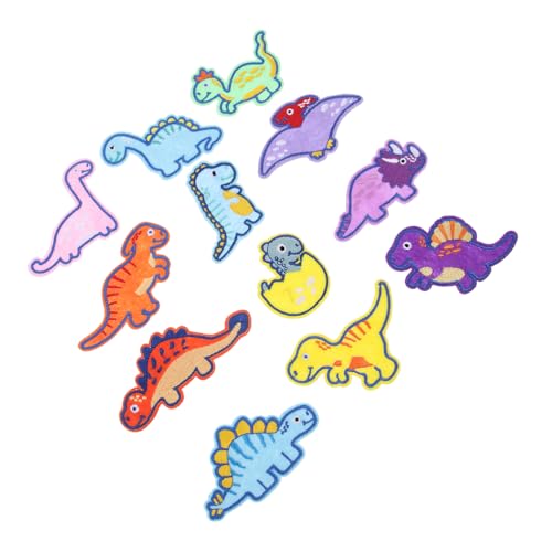 HOMSFOU 4 Stück Cartoon Dinosaurier -stoffaufkleber Stickereiflicken Für Kleidung Dekorative Patches Stickerei-patch-material Aufnäher Nähen Stickereiflecken Kleidungsflicken Polyester von HOMSFOU