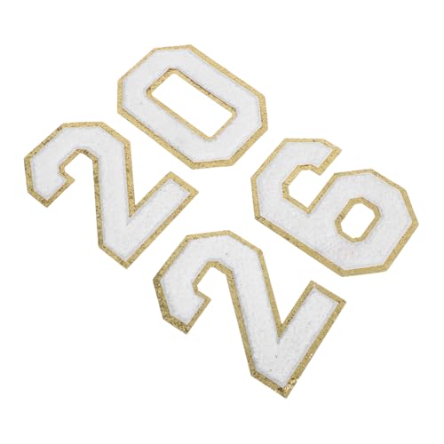 HOMSFOU 4 Stück Chenille Zahlen Patches Weiß Goldrand Aufbügler für DIY Kleidung Hüte Rucksäcke Bestickte Applikationen zum Einfachen Aufbügeln Vielseitig Einsetzbar HOMSFOU 4 Stück Chenille Zahlen Patches Weiß Goldrand Aufbügler für DIY Kleidung Hüte Rucksäcke Bestickte Applikationen zum Einfachen Aufbügeln Vielseitig Einsetzbar von HOMSFOU