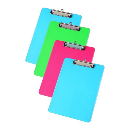 HOMSFOU 4 Stück Clipboards Farbige Schreibbretter mit Klemmen für Büro Zuhause und Schule Leicht Tragbar Vielseitig für Notizen und Dokumentenaufbewahrung von HOMSFOU