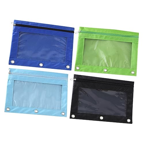HOMSFOU 4 Stück Dokumentenmappe Stiftetui und Binder Tasche aus Oxford Schwarz Hellblau für Büro und Studium von HOMSFOU