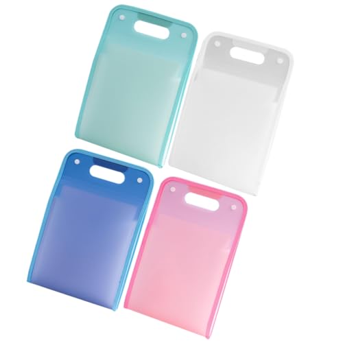 HOMSFOU 4 Stück Faltordner Accordion Datei Organizer aus Kunststoff Transparente Blaue Grüne und Pinke Ordner für Dokumente Notizen und Geschäftsunterlagen für Büro Schule und Zuhause von HOMSFOU