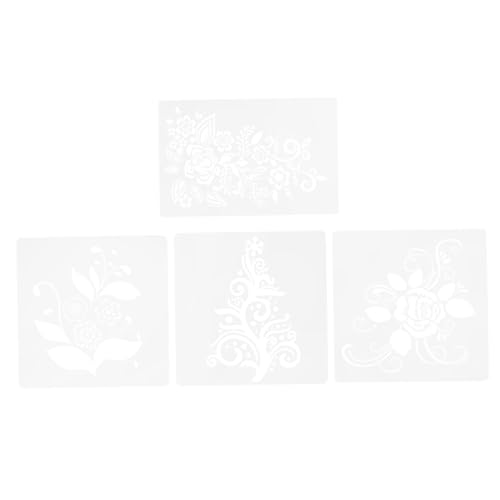 HOMSFOU 4 Stück Farbschablonen Malschablonen Blumen Deko Schablonen Bastelschablonen Blumenschablone Schablonen Zum Malen Basteln Kunst Wände Farben Wandschablone von HOMSFOU