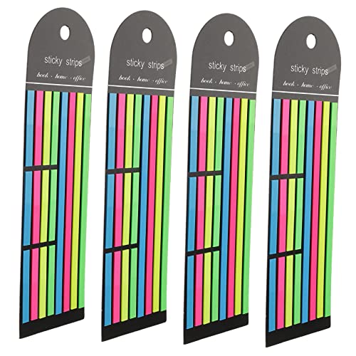 HOMSFOU 4 Stück Fluoreszierende Haftnotizen Seitenmarkierungen Student Klebestreifen für Bücher Textmarker klebrig Registerkarte "Annotation" fluoreszierende Lesezeichen von HOMSFOU