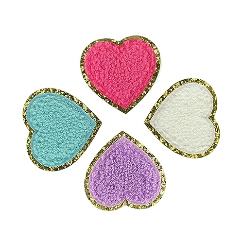 HOMSFOU 4 Stück Herz Patches Polyester Dekorative Flicken für Hut Jacke und Kleidung Multifunktionale Aufnäher Farbe Zufällig zum Aufnähen und Aufbügeln für Kreative Diy von HOMSFOU