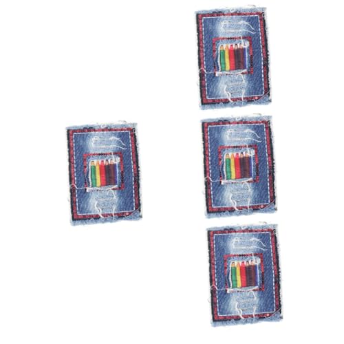 HOMSFOU 4 Stück Jeans Patch bestickt Kleidung Knieflicken für Jeans Dekoration Flicken nähen Ärmel dekorativer Jeansaufnäher Ausbessern von Flicken Nähen von Jeansflicken Denim-Stickerei von HOMSFOU