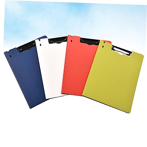 HOMSFOU 4 Stück Klemmbrettmappe Klappbare Dokumentenmappe mit Metallclip für Schule und Büro Schwarz Gelb und Orange zur Organisation von Unterlagen und Dokumenten von HOMSFOU