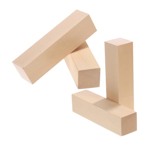 HOMSFOU 4 Stück Lindenholz Schnitzblöcke Unbehandelte Holzrechtecke für Holzschnitzen Whittling DIY Handwerk Kreative Bastelprojekte von HOMSFOU