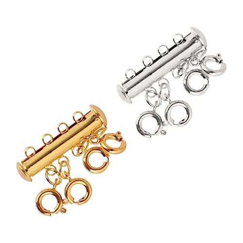 HOMSFOU 4 Stück Magnetische Anschlussschnalle Anschlüsse Crimpen geschichtet Gold Schmuck Schließungen Tipps Schiebeverschluss mehrschichtige Kettenverbinder Halskettenschnalle von HOMSFOU