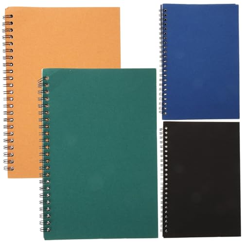 HOMSFOU 4 Stück Notizbuch aus Kraftpapier Teiliges Spiral Verschiedenen Farben für Planung Organisation und Notizen im Büro für Schüler von HOMSFOU