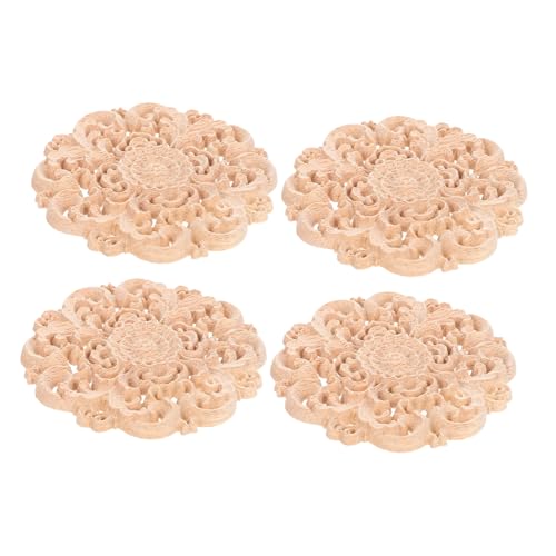HOMSFOU 4 Stück Runde Holzapplikationen Unbemalt Holzschnitzerei Blumenmuster Holz-onlay für Möbel Türen Wände Schränke DIY Holzverzierung Langlebig und Einfach Anzubringen HOMSFOU 4 Stück Runde Holzapplikationen Unbemalt Holzschnitzerei Blumenmuster Holz-onlay für Möbel Türen Wände Schränke DIY Holzverzierung Langlebig und Einfach Anzubringen von HOMSFOU