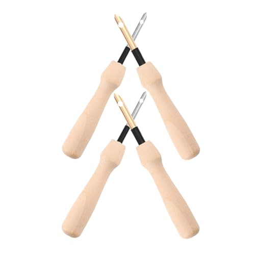 HOMSFOU 4 Stück Stechnadel-set Led Stanznadel Zum Sticken Stanznadel-kit Nadeln Nähen Stich Stickerei Stickstanznadel Filznadel Nadelfilz Praktische Stanznadel Khaki Holz von HOMSFOU