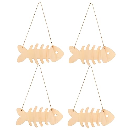 HOMSFOU 4 Stück Teiliges DIY Holzchips für Leere Graffiti Fische zum Handbemalen Kreative Bastelideen für Zuhause und Dekoration von HOMSFOU