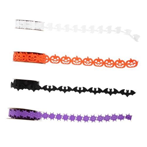 HOMSFOU 4 Stück Teiliges Halloween Deko Band Set mit Kürbis Fledermaus und Spinnennetz Dünnes Bastelband für DIY Geschenkverpackung Kranzherstellung und Partydekoration HOMSFOU 4 Stück Teiliges Halloween Deko Band Set mit Kürbis Fledermaus und Spinnennetz Dünnes Bastelband für DIY Geschenkverpackung Kranzherstellung und Partydekoration von HOMSFOU