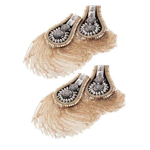 HOMSFOU 4 Stück Teiliges Punk Schulter Epauletten Gold mit Quasten und Nieten Dekorative Fransen Schulterpads für Damen Stylische Blazer Accessoires und Retro Kostüm Schmuck von HOMSFOU