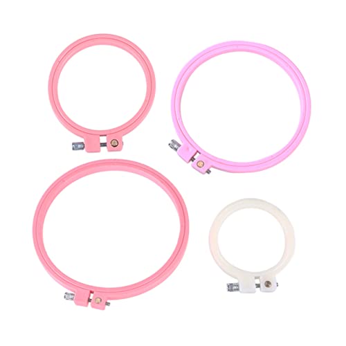 HOMSFOU 4 Stück Teiliges Set Einstellbarer Stickrahmen für Kreuzstich Kunststoff Stickring Werkzeug für Diy Stickerei für Bastelprojekte Zufällige Farbe von HOMSFOU