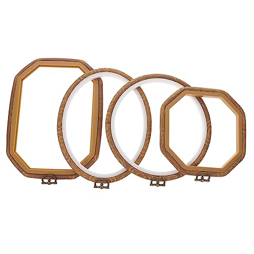 HOMSFOU 4 Stück Teiliges Stickrahmen Imitation Holz für Kreuzstich Nähen Diy Handwerk Rund Oval von HOMSFOU