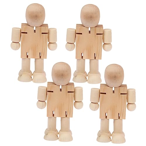 HOMSFOU 4 Stück Teiliges Unbemalter Holzfigur Puppenmodell für DIY Dekoration für Kreative Bastelprojekte und Pädagogisches Fördert die Fantasie von Kindern von HOMSFOU