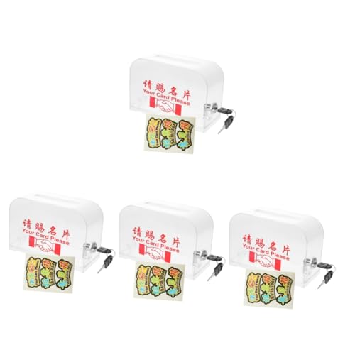 HOMSFOU 4 Stück Tragbare Visitenkartenbox mit Schloss Großer Kartenhalter für Büro Reisen und Messen Robuster und Praktischer Visitenkarten Organizer für Verschiedene Karten Transparent von HOMSFOU