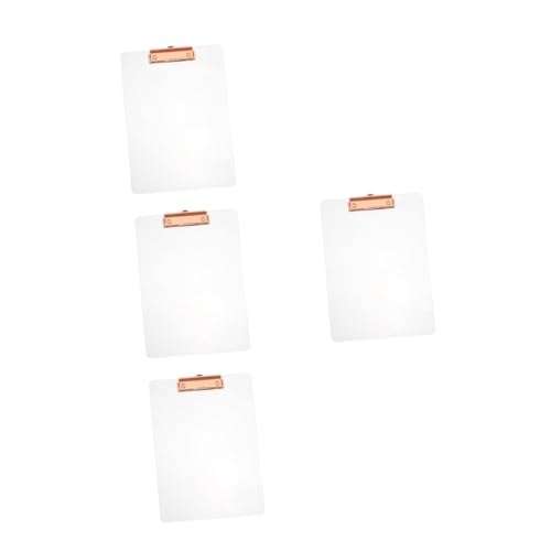 HOMSFOU 4 Stück Transparente Acryl Schreibunterlage mit Klemmbrett Glatte Oberfläche Abgerundete Ecken Vielseitiges Büro und Schüler Clip Board für Sicheres Transportieren von Dokumenten von HOMSFOU