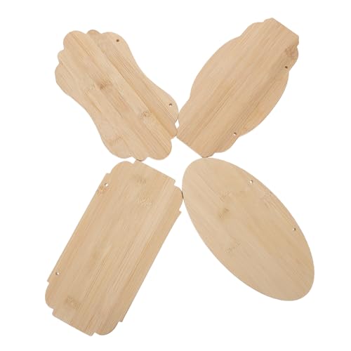 HOMSFOU 4 Stück Unlackierte Holzschilder Kreative Diy Hängeschilder für Laden und Dekoration Blanko Holzplaketten mit Aufhängelöchern für Gestaltung von HOMSFOU