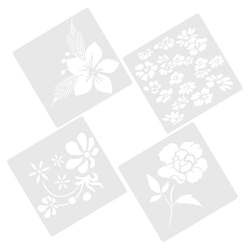 HOMSFOU 4 Stück Vorlage Schablone Für Handwerk Blumen- Schablonen Für Die Kartenherstellung Botanische Schablonen Schablone Malen Scrapbook-malschablone Schablonenvorlage Plastik von HOMSFOU