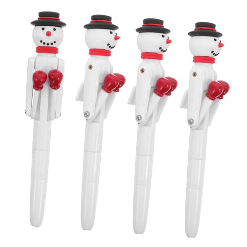 HOMSFOU 4 Stück Weihnachts-kugelschreiber mit Schneemann-boxhandschuhen Lustige Stressabbau-schreibstifte Glattes Gel-tinten-design Festliches Partygeschenk für Erwachsene von HOMSFOU