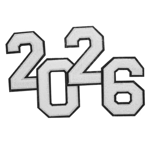 HOMSFOU 4 Stück Weiße Chenille Zahlen Patches zum Aufbügeln Weiche Stickerei Langlebig Hautfreundlich für Kleidung Hüte Taschen DIY und Schulteam uniformen von HOMSFOU