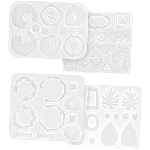 HOMSFOU 4 Stück Wiederverwendbare Silikonform für Schmuck Teiliges für Diy Ohrringe Anhänger und Schlüsselanhänger Sichere und Langlebige Gießform für Kreative Handarbeiten von HOMSFOU