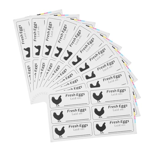 HOMSFOU 40 Blatt Handgeschriebener Etikettenaufkleber Datum Food Date Labels steht Eieretiketten für frische Eier Kartonetiketten für frische Eier vom Bauernhof Kupferplattenaufkleber Weiß von HOMSFOU