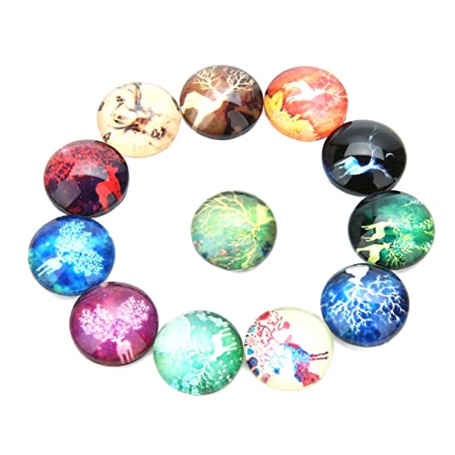 HOMSFOU 40 Stück Diy Patches Runde Cabochons mit Elch Muster für Schmuckdesign und Bastelprojekte Dekorative Glasaufkleber für Kreative Diy Ideen von HOMSFOU