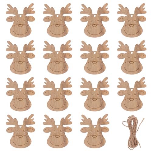 HOMSFOU 40 Stück Hölzerne Rentierausschnitte Unvollendete Rustikale Weihnachtsbaum-Hängedekorationen Ornamente Holzscheiben Für DIY-Bastelarbeiten Verschönerung von HOMSFOU