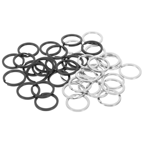 HOMSFOU 40 Stück Schlüsselbund Schlüsselring-Clip Schlüsselkettenringe geteilte Ringe Schlüsselanhänger-Ring-Kreis runde Spaltringe geteilter Schlüsselringhalter Metall von HOMSFOU
