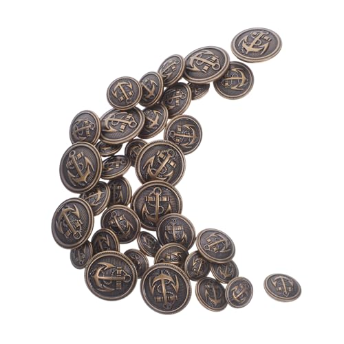 HOMSFOU 40 Stück Teiliges Metallknopf Set für Jacken und Uniformen Klassische Kupfer Blazerknöpfe in Robuste Vintage Knöpfe mit Schaft für Mäntel Anzüge und DIY Nähprojekte von HOMSFOU