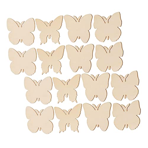 HOMSFOU 40 Stück Unfertige Holzstücke Schmetterlings Holzscheiben für Diy Bastelprojekte für Malen Verzieren und Dekorieren und von HOMSFOU