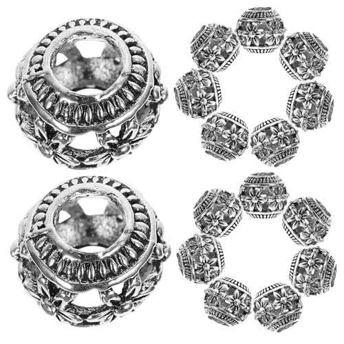 HOMSFOU 40 Stück hohle Perlen Zahlenperlen kleine Perlen antike Abstandsperlen Spacer Perlen für Armbänder Armband Perlen Metallperlen lose Perlen Metall Legierung Silver von HOMSFOU