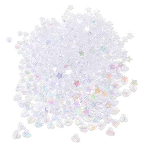 HOMSFOU 400 Stück Acrylperlen Herz und Sternform Bunte Bastelperlen für Schmuckherstellung Diy Armbänder und für Kreative Projekte von HOMSFOU