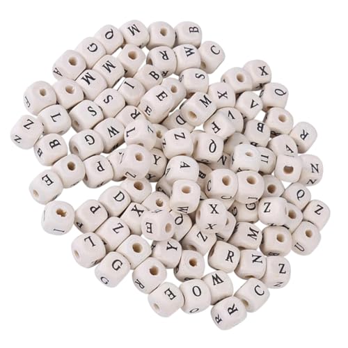 HOMSFOU 400 Stück Würfel Holzperlen mit Alphabet Buchstaben Naturholz Lose Perlen für DIY Schmuck Armbänder Halsketten Schlüsselanhänger Basteln Zubehör von HOMSFOU