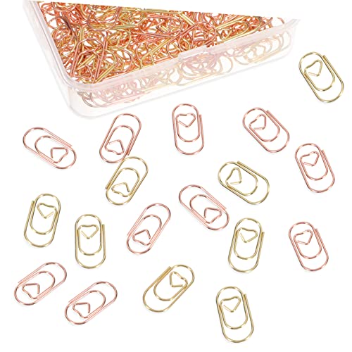 HOMSFOU 400Stücke Herzpapierclips aus Dekorative Büroklammern und Roségold für Büro Schule und Scrapbooking Praktische und Stilvolle Organizer für Dokumente und Notizen von HOMSFOU