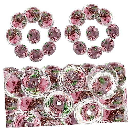 HOMSFOU 40Stücke Große Lochperlen Facettierte Glasblumenperlen Für DIY Schmuckherstellung Armbänder Halsketten Und Ohrringe Handwerkszubehör Für Gestalten von HOMSFOU
