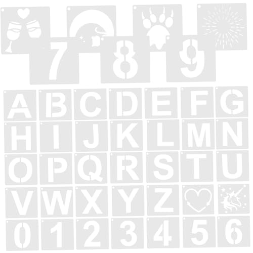 HOMSFOU 42 Stück Teiliges Schablonen Malerei mit Buchstaben Zahlen und Mustern Wiederverwendbare für DIY Wanddekoration Scrapbooking und Kinderkunstprojekte HOMSFOU 42 Stück Teiliges Schablonen Malerei mit Buchstaben Zahlen und Mustern Wiederverwendbare für DIY Wanddekoration Scrapbooking und Kinderkunstprojekte von HOMSFOU