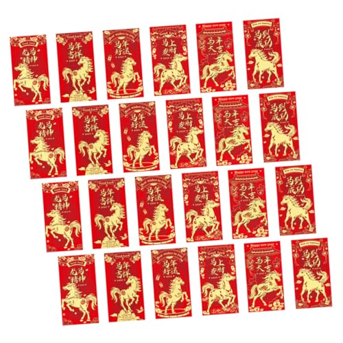 HOMSFOU 48 Stück Jahr des Pferdroten Pakets Frühlingsfestpapier roter Umschlag Chinesisches Neujahrsumschlag Hochzeit rot Umschlag Stoff Chinese Lucky Money Bag fu Charakterumschläge von HOMSFOU