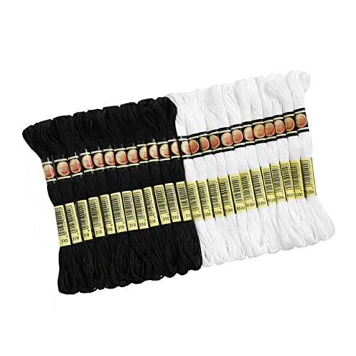 HOMSFOU 48 Stück Teiliges Stickgarn in Schwarz und Weiß Hochwertige Diy Stickfäden für Kreuzstich und Handarbeiten pro Faden für Vielfältige Nähprojekte von HOMSFOU