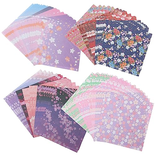 HOMSFOU 480 Blatt Doppelseitiges Bedrucktes Origami Papier Dickes DIY Bastelpapier Quadratische Bastelmaterialien für Handarbeit Designs Sakura und Nachtblüte von HOMSFOU