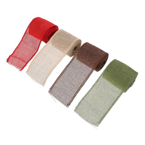 HOMSFOU 4Rollen Weihnachts Geschenkband Band Für DIY Langlebig Und Hautfreundlich Und Weihnachtsdeko Jute von HOMSFOU