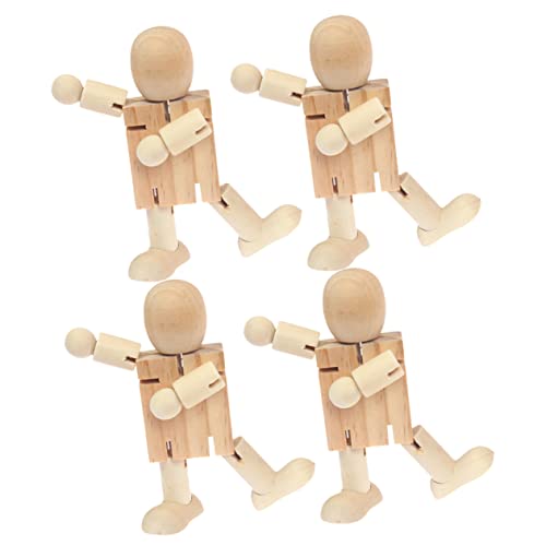 HOMSFOU 4Stücke DIY Holzroboter Puppenspielzeug Graffiti Handwerk für Tischdekoration Vielseitig Einsetzbar und Bastelprojekt für Ideen von HOMSFOU