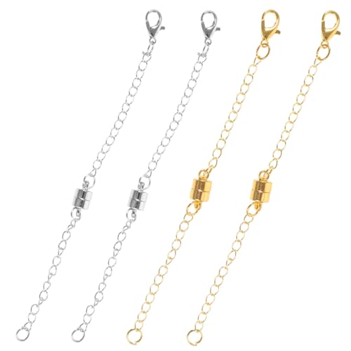 HOMSFOU 4Stücke DIY Magnetverschluss Kettenverlängerung Teilig Magnetische Halskette und Armband Extender und Perfektes für Schmuckliebhaber Langlebig von HOMSFOU
