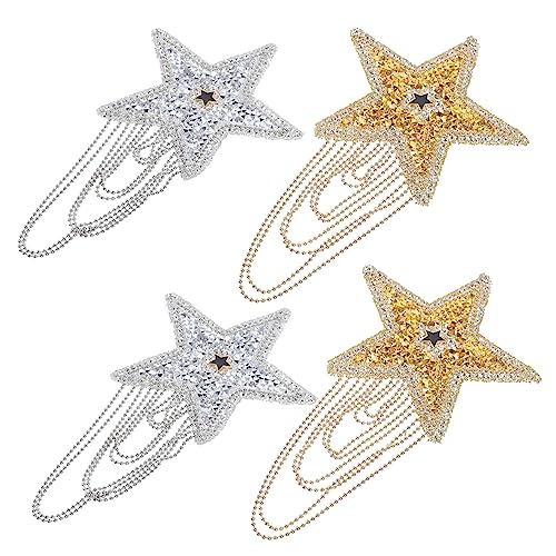 HOMSFOU 4Stücke DIY Sternform Strass Patches Austauschbare Dekorationsflicken für Kleidung Hüte und Taschen für Reparaturen und Handgemachte Projekte Strapazierfähig von HOMSFOU