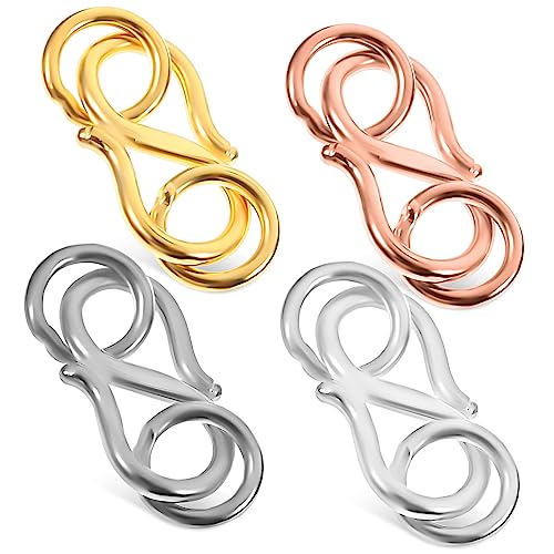 HOMSFOU 4Stücke Halsketten Verschlüsse S Haken Ring Knebelverschlüsse Für DIY Schmuckherstellung Mittlere Verschiedene Beschichtungen Roségold Platin von HOMSFOU