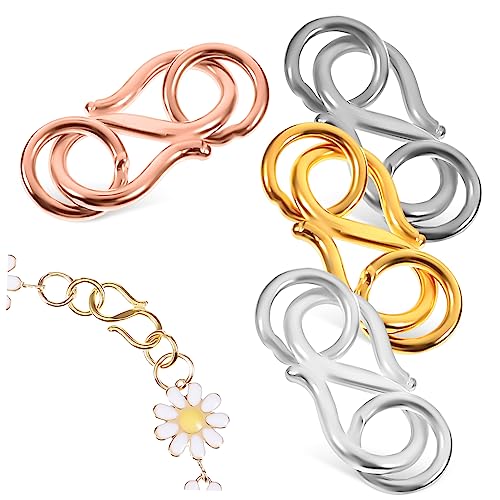 HOMSFOU 4Stücke Halskettenverschlüsse S Haken Verschlüsse Mit Geschlossenen Biegeringen Für Schmuckherstellung Roségold Und Platin Beschichtet von HOMSFOU