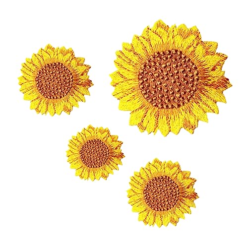 HOMSFOU 4Stücke Sonnenblumen Stickerei Patches Dekorative Aufnäher für Kleidung Reparaturflicken für Jeans und Taschen DIY Bastelbedarf Applikationen von HOMSFOU